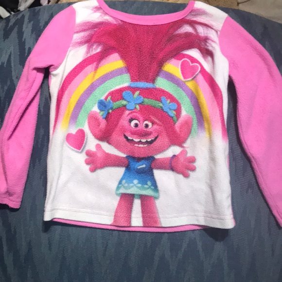 Trollz 4t poppy pink fleece long sleeved shirt - Picture 1 of 2